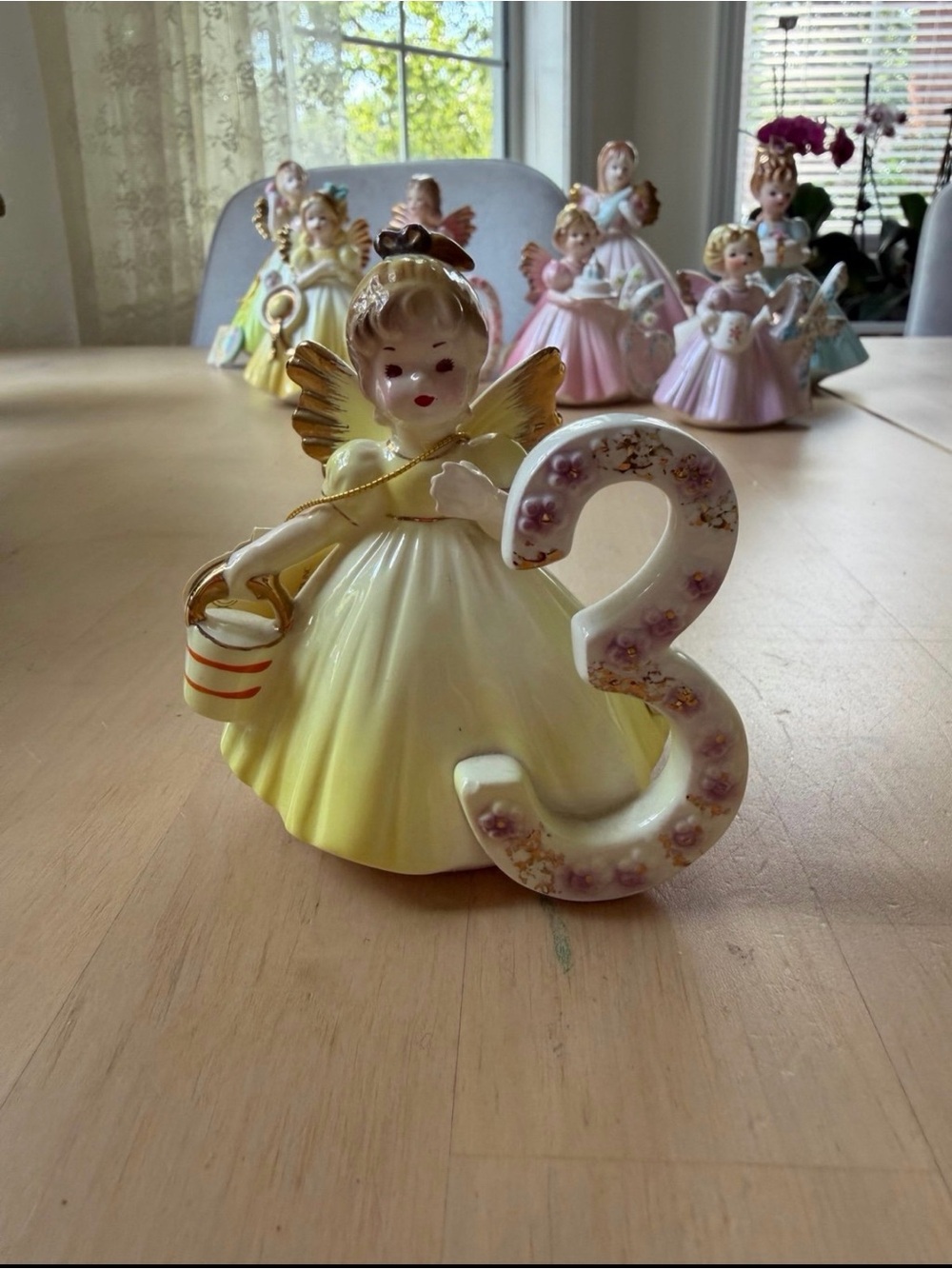 Vintage Josef Originals Birthday Angel 3 Year Old Figurine Japan Foil Label